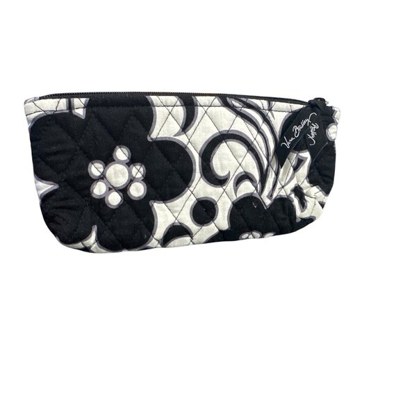 Vera Bradley Quilted Floral Black & White Makeup Bag Organizer Zipper Closure - Picture 5 of 5
